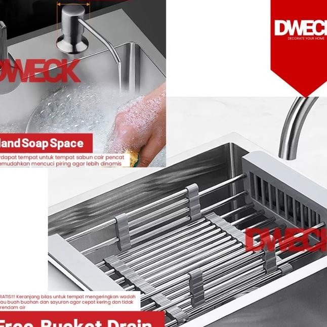Kitchen Sink 1 Bowl Besar Lengkap / Cucian Piring Stainless 304 Besar