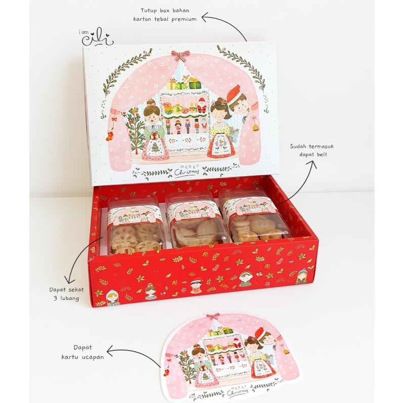 

an (box 30.5 x 21.5 x 7.5 cm natal) dus kue kering toples kotak natal/merry christmas (isi 10)