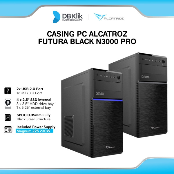 Alcatroz Casing Pc Futura Black N3000 Pro Include Psu Magnum 225