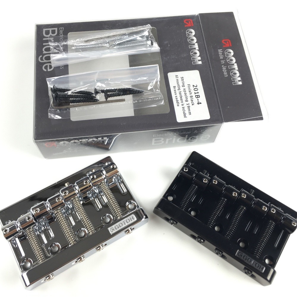 Asli Original GOTOH 201B-4 4 Senar Gitar Listrik Bridge Kuningan Saddle Chrome Hitam BUATAN JEPANG |