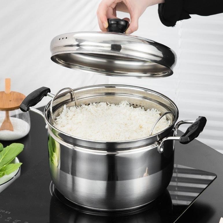 PANCI KUKUSAN 2 SUSUN UKURAN BESAR TUTUP KACA STEAMER JAPAN BAKPAO SIOMAY KUE DANDANG PANCI JEPANG