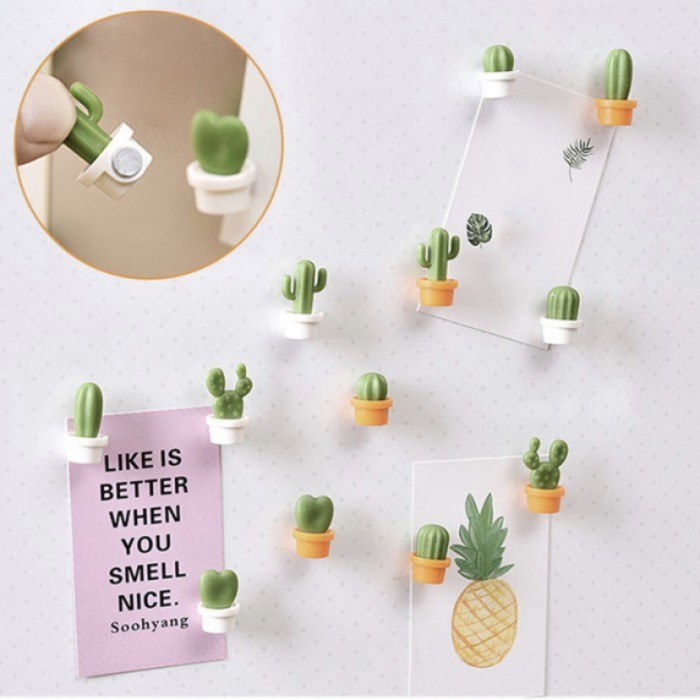 BERMUTU Magnet Kulkas Lucu Kaktus Mini Serbaguna Tempelan P AD (Set)