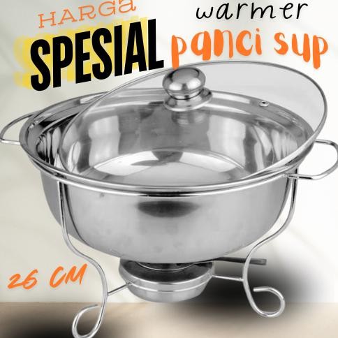 COD BIG SALE Panci Warmer Panci Soup Tempat Sayur Prasmanan Stainless Steel Tutup Kaca Kitchenware
