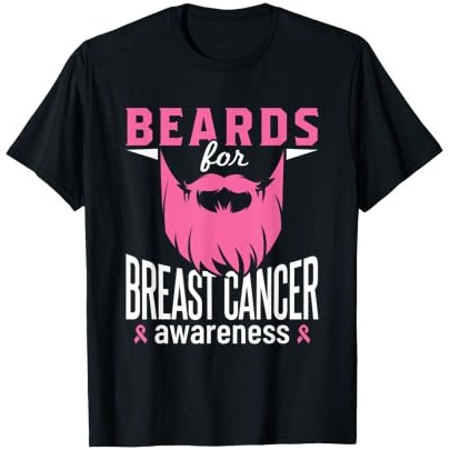 Beards For Breast Cancer Awareness Cure Pink Beard Beard T-Shirt |ZPsJ65Pc|