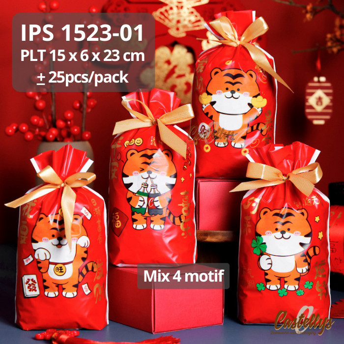 

TERBARU - Plastik Serut Imlek IPS 1523-01 Kue Cookies Roti Hadiah Hampers CNY