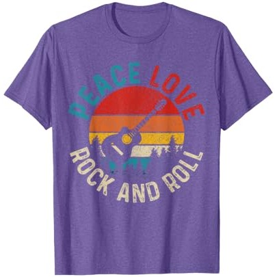Perdamaian Cinta & Rock & Kaos Vintage Gitaris Pemain Gitar Roll |yf7AIcDf|