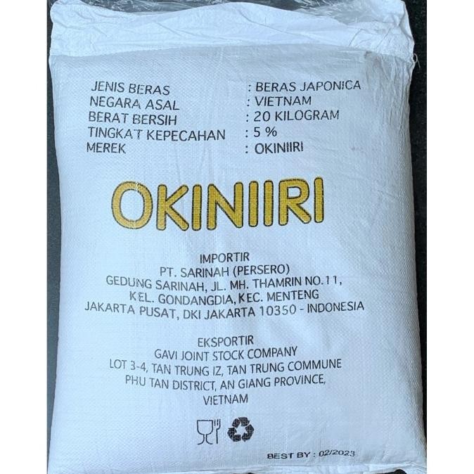 

Beras Jepang/Beras Sushi Japonica Okiniri 20 Kg Good Quality ORIGINAL Td