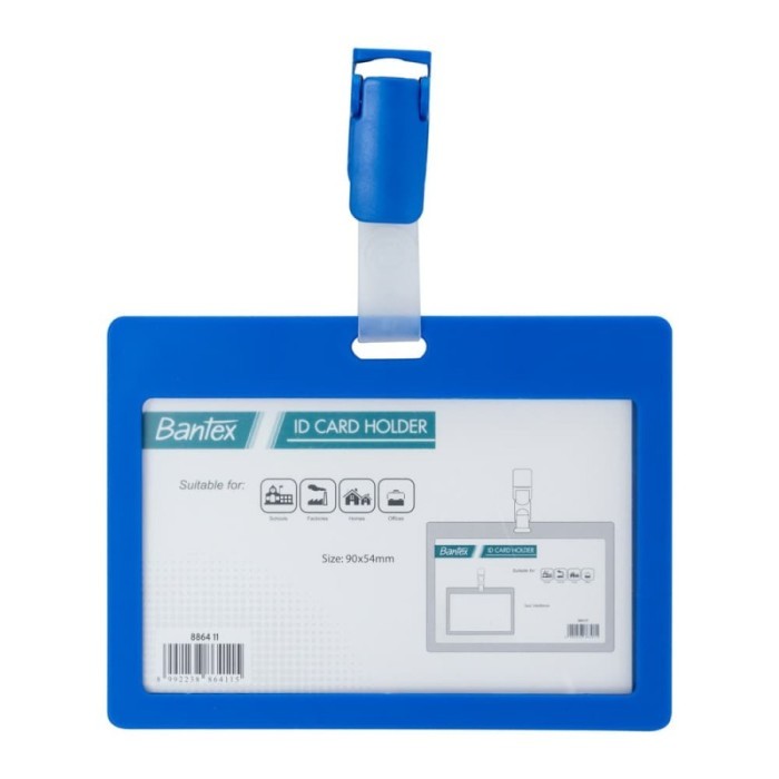 

HARGA DISC - Name Tag ID Card Holder With Clip Bantex Landscape Cobalt Blue 8864-11