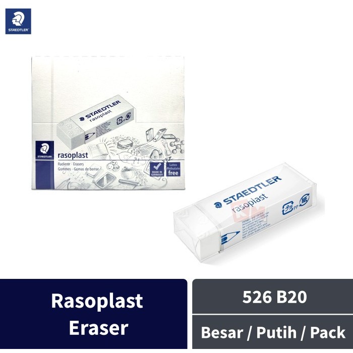 

Penghapus Staedtler Besar Putih 526 B20 Rasoplast / 1 Pack 20 Pcs