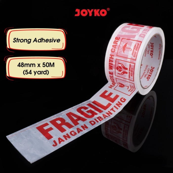 

TERBARU - Lakban Fragile Jangan Dibanting Joyko OPP-4FR 48 mm x 50 Meter Putih