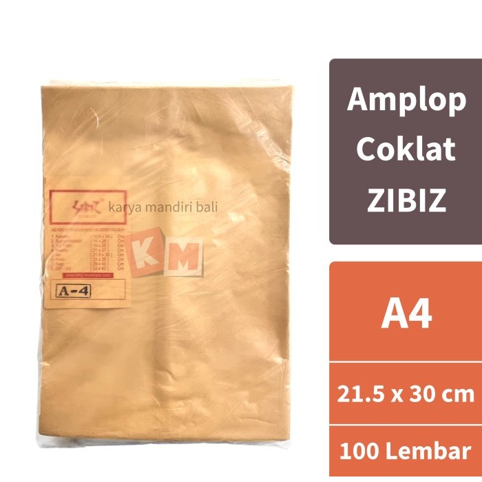 

NEW Amplop Coklat ZIBIZ Ukuran A4 21.5 x 30 cm Isi 100 Lembar