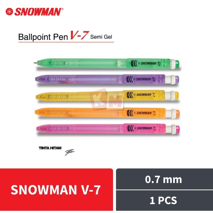 

TERMURAH - Pulpen Ballpoint Pena Pen Snowman V-7 V7 Hitam 0.7 mm 1 Pcs