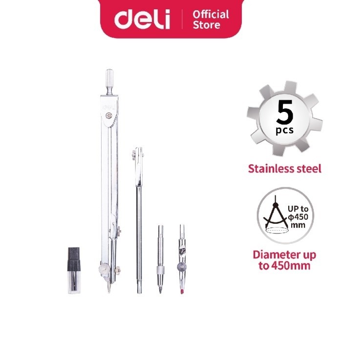 

Jangka Metal Deli 5Pcs Cils Leads Stainless Steel - E8604
