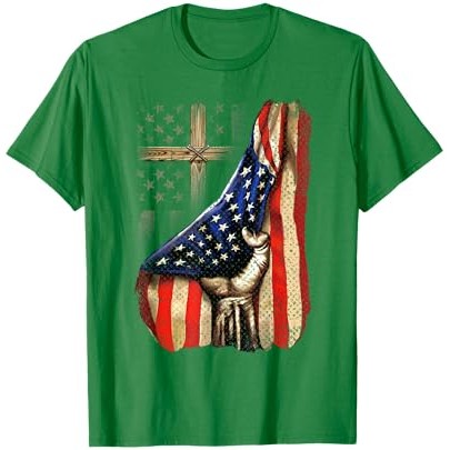 Kaus Kekasih Kristen Tangan Kebanggaan Bendera Amerika Salib Kristus |wDizHblz|