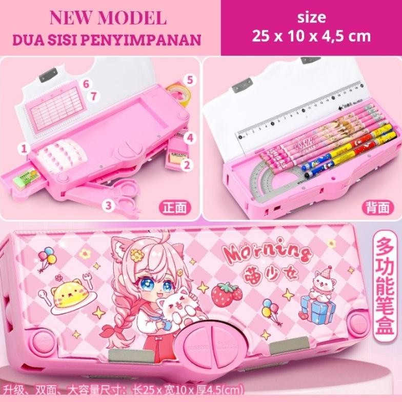 

TERMURAH tempat pensil anak perempuan dua sisi bunny unicorn pencil case pop out kotak pensil magnet cewek QV21