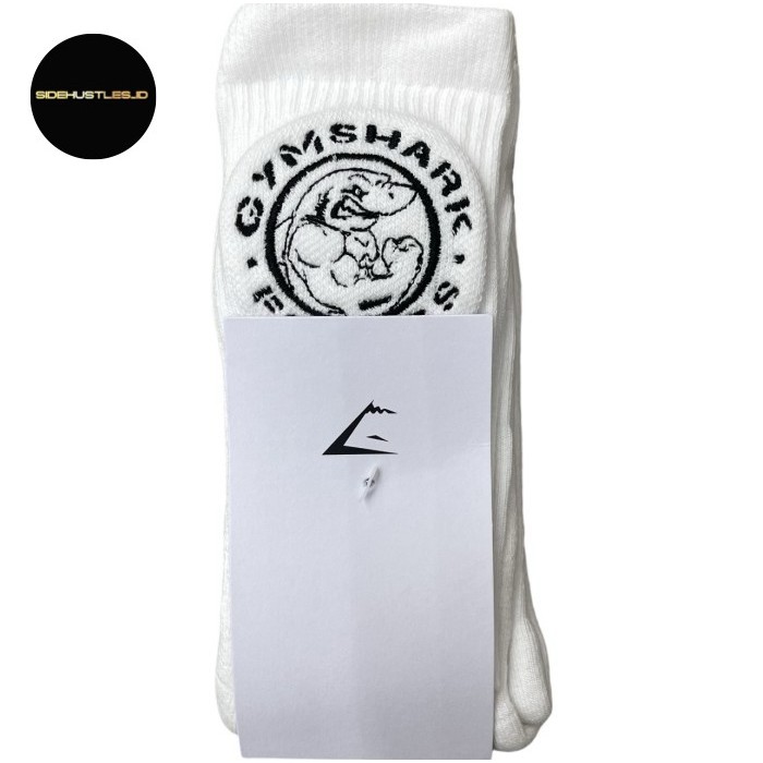 GYMSHARK Legacy Crew Socks 2pk White (100% Original) Gym Shark Kaos Kaki Gym Fitness
