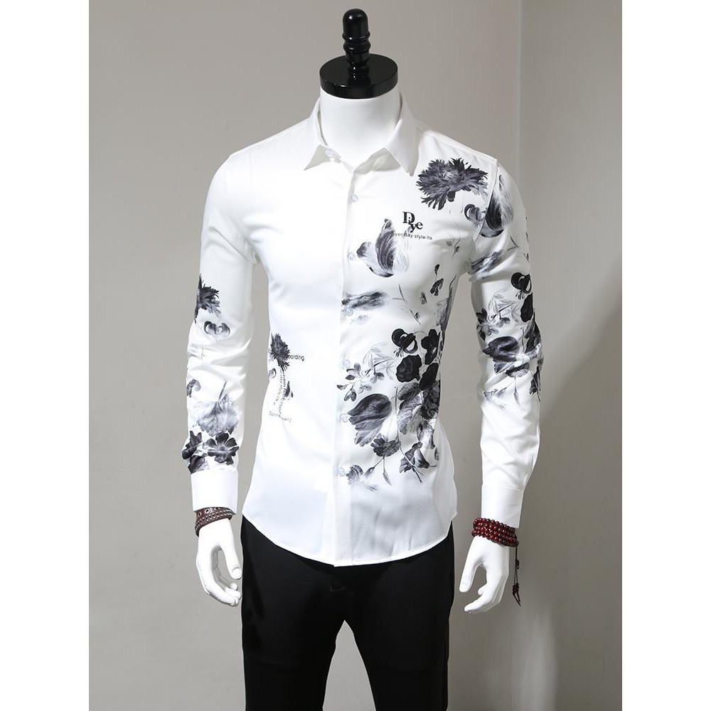 Kemeja Lengan Panjang Pria, Kemeja Hitam Pria Tanpa Setrika, Lengan Panjang Pola Kasual Bisnis