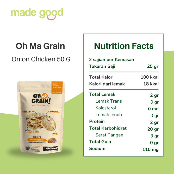 

TERBAIK Oh Ma Grain! Rice Crackers 50gr - Snack Beras Sehat Halal Organik
