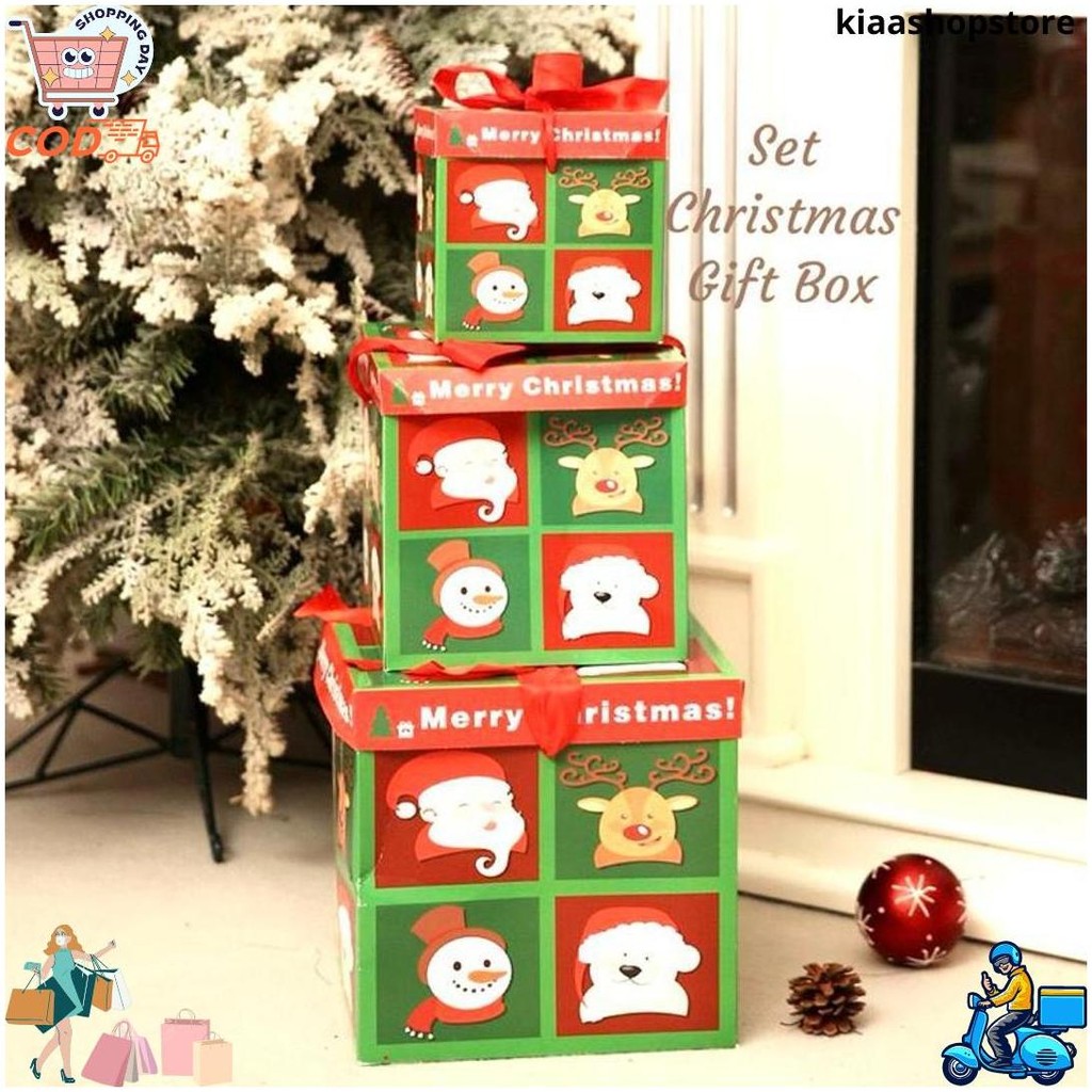 

Isi 3 Box Set Christmas Gift Box Kotak Kado Nuansa Natal Isi 3 Pcs Kotak Kado Christmas Decoration Tukar Kado Natal D Gratis Ongkir