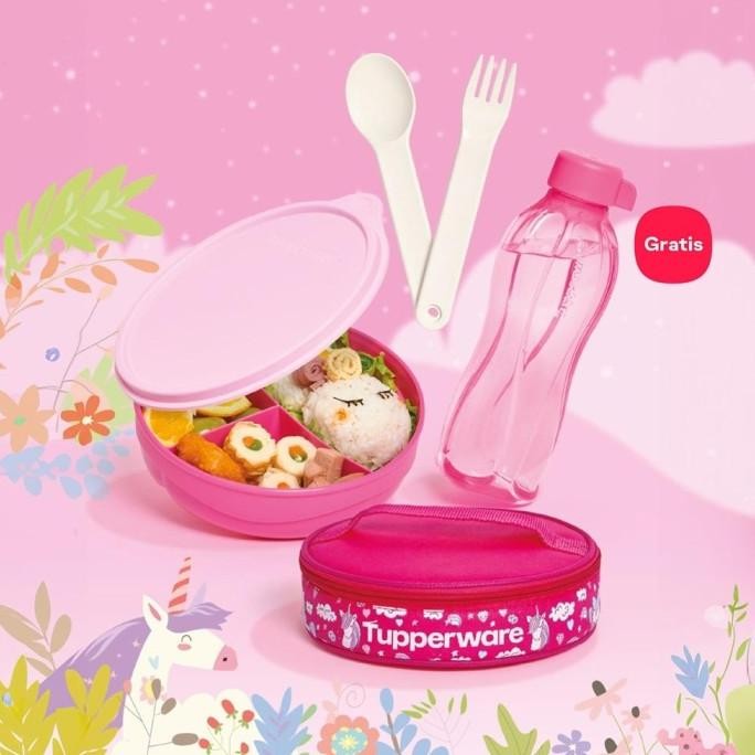 Tupperware blue yummy pink sweety set kotak makan bekal anak