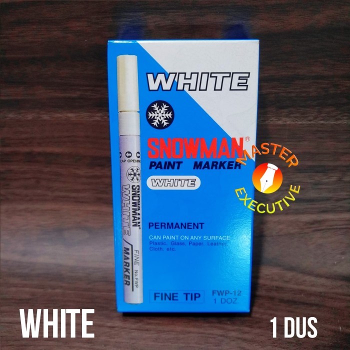 

NEW Snowman Spidol Permanent Paint Marker White Fine / Putih FWP-12 / Doz