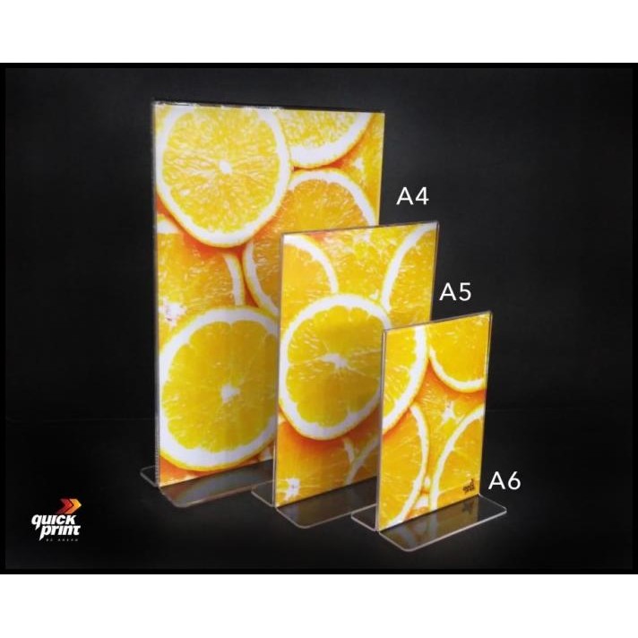 

TERBARU ACRYLIC TENT HOLDER / TEMPAT BROSUR AKRILIK / NOMOR MEJA UKURAN A5 !!!!!!