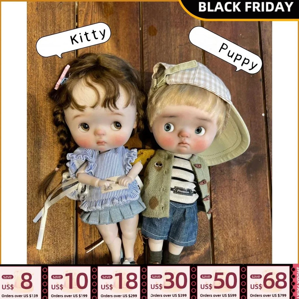 puppy kittyq qbaby bjd doll 1/6 cute expression doll fullset anime blythe gift for girls