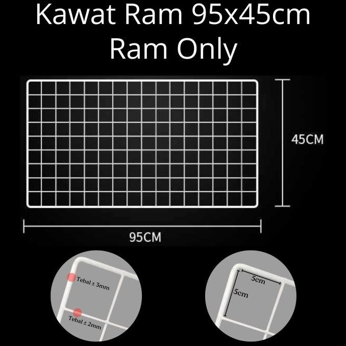 BERKUALITAS Kawat Ram 95 X45 Cm - Rak Display Aksesoris Hp - Rak Gantung Putih