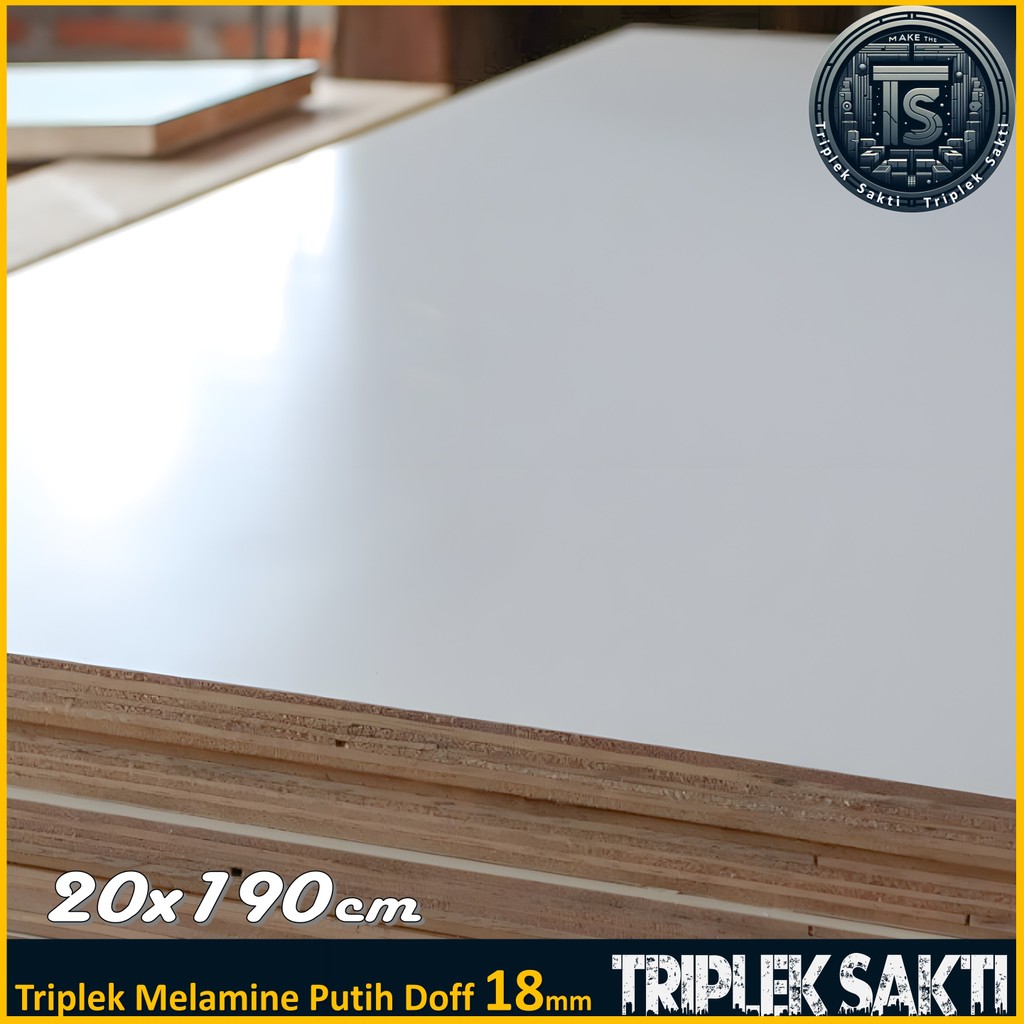 Triplek Melamin Putih 18mm 20x190 cm ( 190x20 cm | ISI 2 LEMBAR ) Putih Doff 1 Muka 18 mm 20x190 cm