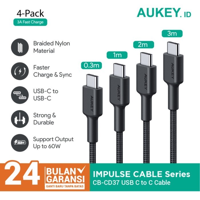 TERMURAH - Kabel Aukey CB-CD37 USB C To C 3A - 500867