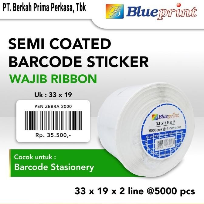 

Sale Sticker Label Barcode 33X19Mm 2 Line Semi Coated Blueprint Isi 5000Pcs