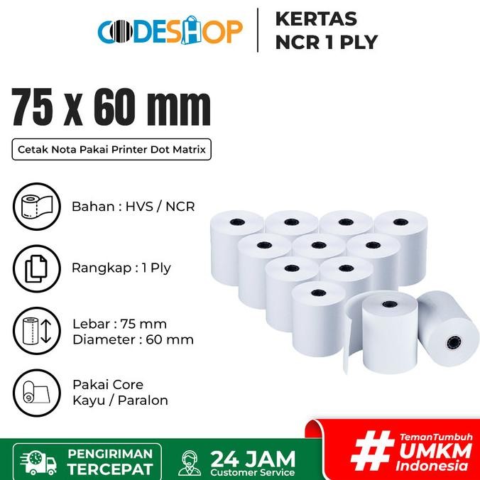 

Sale 1 Slop Kertas Struk Kasir Ncr 75X60 Mm 1 Ply