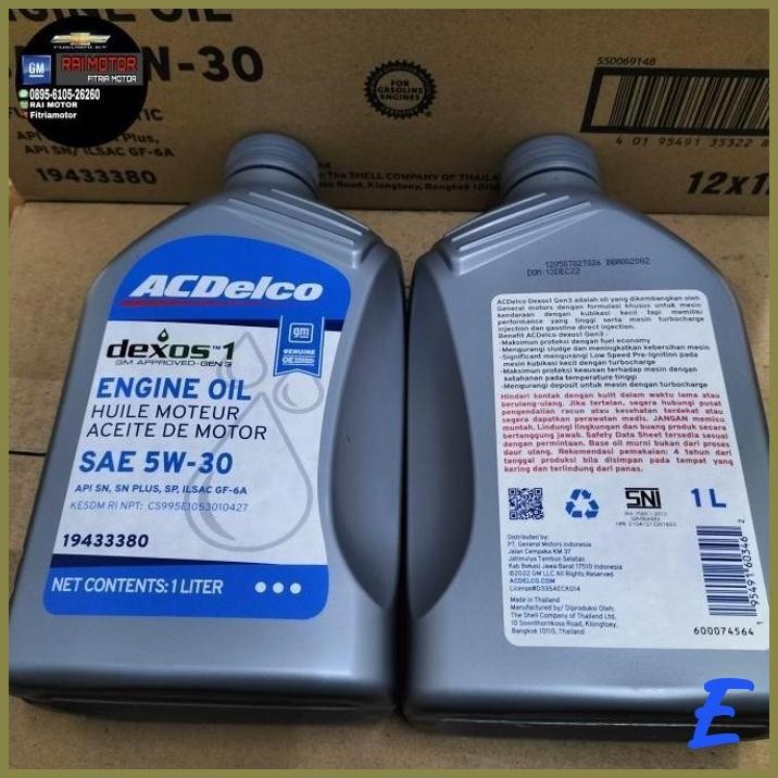 | RMO | OLI MESIN 5W/30 GM ASLI DEXOS 1 /OLI ENGINE 5W/30 GM AC DELCO PCS