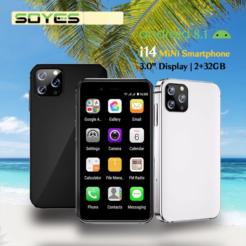 Soyes i14 Mini Smartphone Layar 3.0'' Android 8.1 Quad Core WCDMA RAM 2GB ROM 32GB Dual SIM Standby 