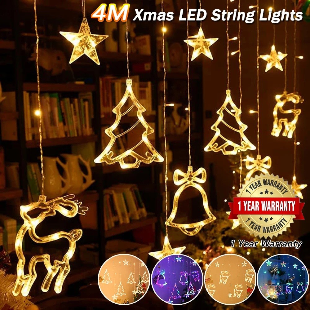 Anbolt-Toko Bendera2024 Lampu Natal Hiasan Lampu Led Tirai 4Meter Lampu Hias Kamar Outdoor