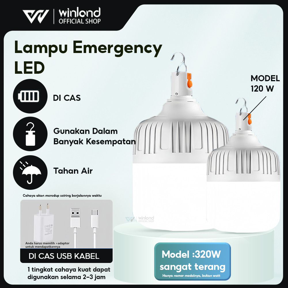 Winland Lampu Emergency LED /Darurat Jumbo LED/ LED Indoor Outdoor Rechargeable/  Lentera malam
