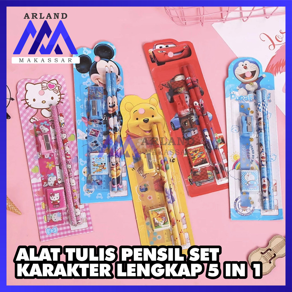 

AM Alat Tulis Sekolah Karakter Set 5In1 Lengkap Peralatan Menulis Pensil Penggaris Penghapus Rautan
