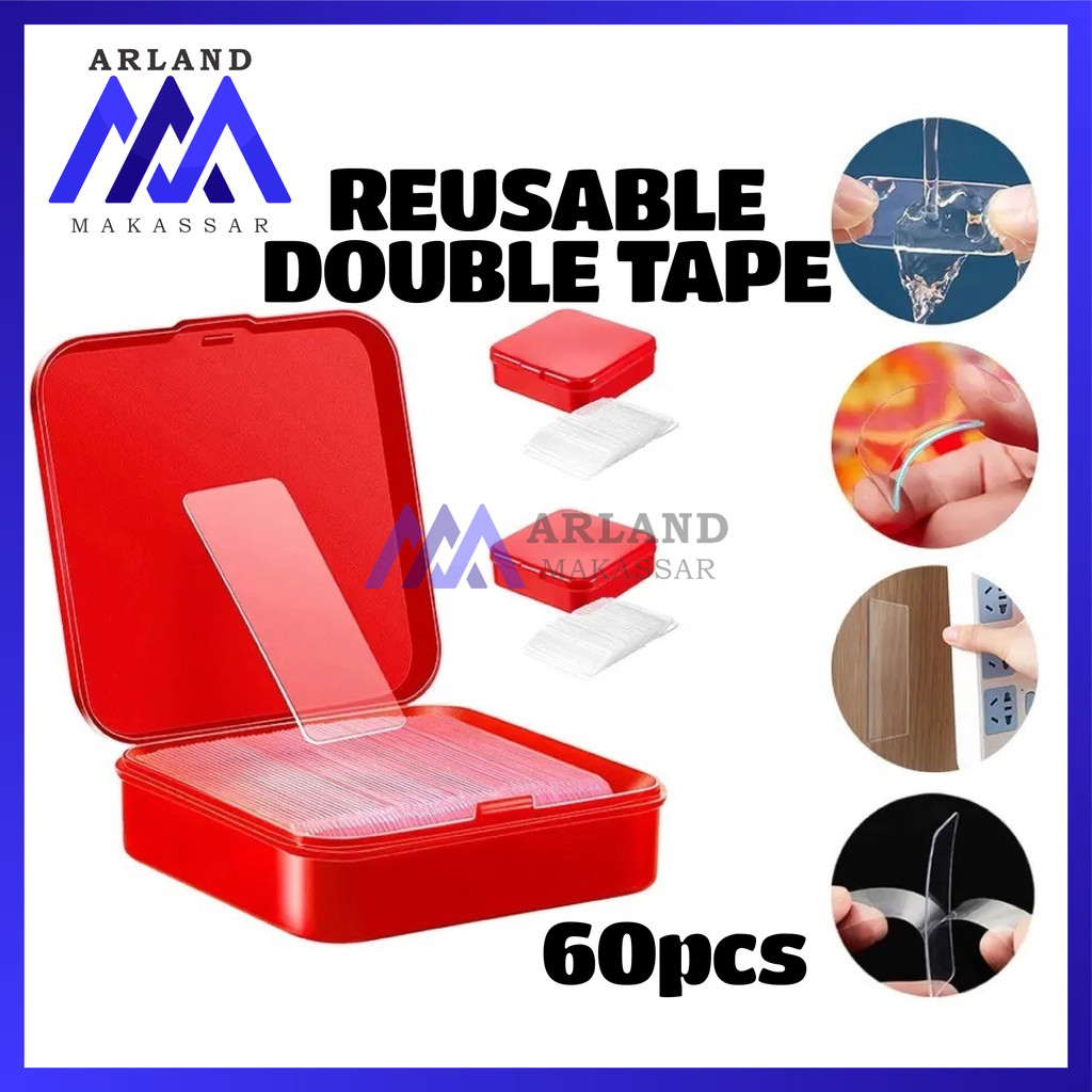 

AM Sticker Double Tape Nano Gel 2 Sisi 1 Box Isi 60 pcs Isolasi Bening