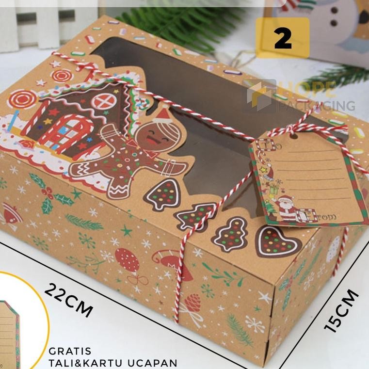 

Promo Akhir Tahun Hampers Box Natal+ Window Kotak Box Cookies Gift Box Parsel Natal/Kraft Hampers Box Christmas + Kartu Ucapan/Kotak Snack Natal Original