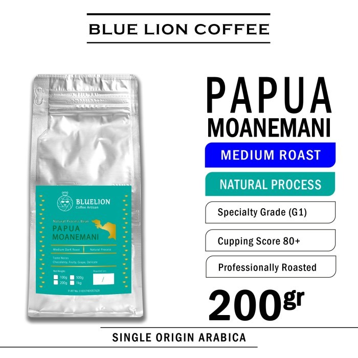 

Blue Lion Coffee Papua Natural Proses 200 Gram Kopi Arabica