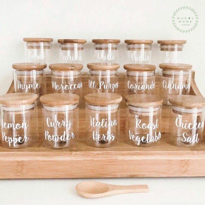 KOMPLIT TOPLES KACA BULAT WADAH MAKANAN SNACK TEMPAT BUMBU DAPUR STIKER LABEL