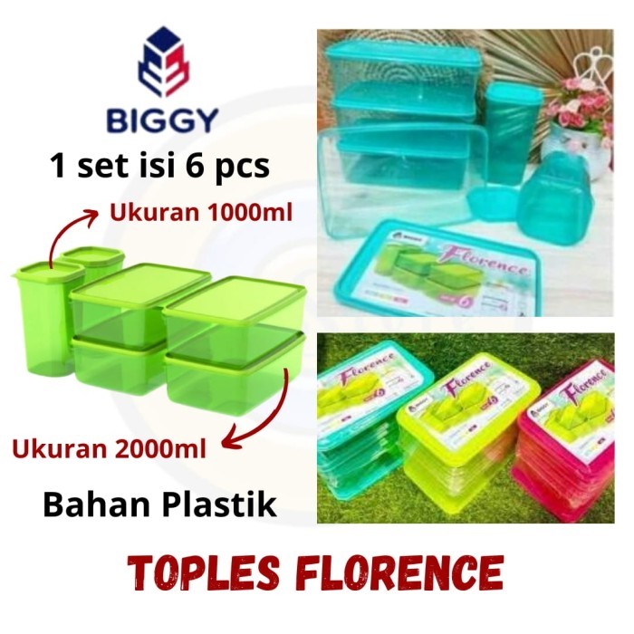 HEMAT TOPLES PLASTIK BIGGY FLORENCE 6 PCS TEMPAT PLASTIK WADAH MAKANAN TEMPA