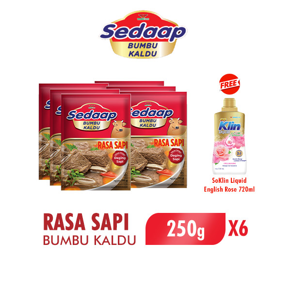 

Sedaap Bumbu Kaldu Sapi 250 gr x6 Free So Klin Liquid Detergent English Rose 720ml