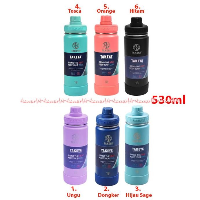 

Takeya 530ml Vacuum Flask Biru Tosca Teal Botol Minum Dengan Pegangan