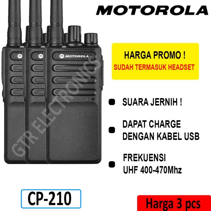 Terlaris Produk Motorola CP210 Handy Talky UHF 400-470Mhz HT Jarak Jauh Walkie Talkie - Hitam