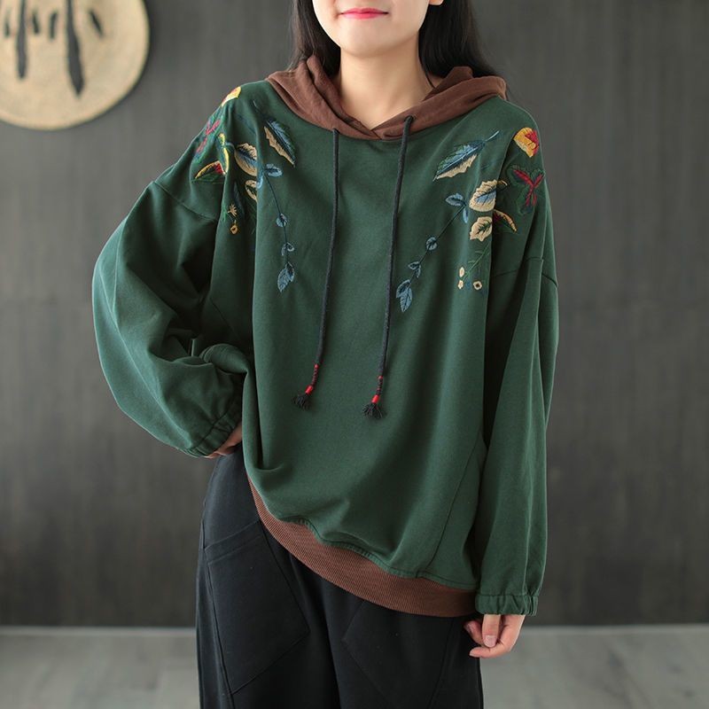 Sweater Bordir Atasan Wanita Tipis Bertudung
