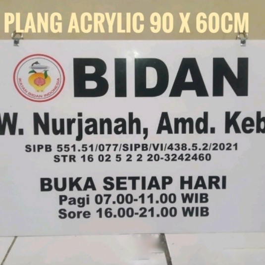 TERMURAH - Plang Acrylic Praktek Bidan Dokter Ukuran 80 x 60cm
