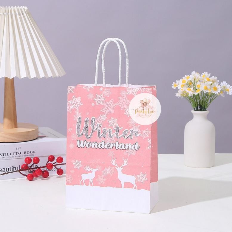 

Paper Bag Natal Kraft Paper Motif Flanel / Goodie Bag Christmas / Tas Hampers Natal