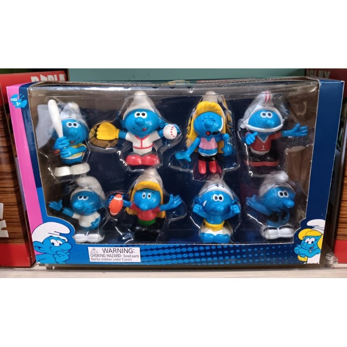 Action Figure THE SMURFS Set isi 8 Pack - Papa Smurf - Smurfette - Brainy Smurf
