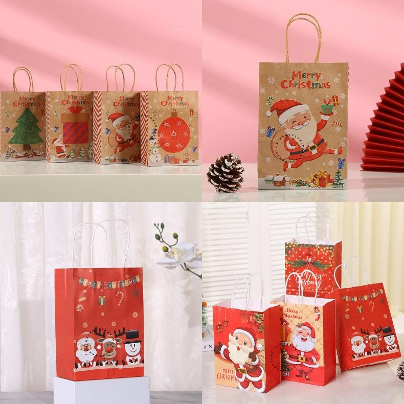 

Paper Bag Natal Kraft Paper Motif Red Merry Christmas / Goodie Bag Christmas / Tas Hampers Natal